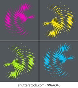 abstract retro vector dots halftone waves