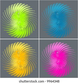abstract retro vector dots halftone waves
