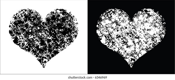 abstract retro vector hearts with splash stains