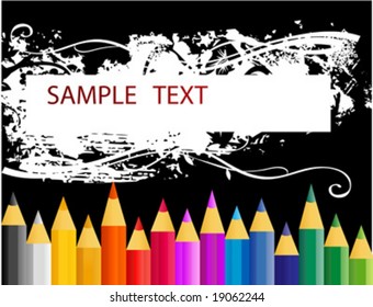 abstract retro vector paint pencils