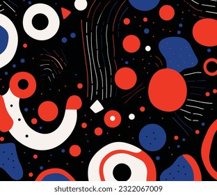 abstract retro vector pattern for commercial web use, in the style of alexander milne calder, playful yet dark, animated gifs, playful shapes, navy and crimson, playful doodles, blink-and-you-miss-it 