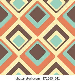 Abstract retro vector pattern. Vividly colored funky repeating pattern in 70s style. Perfect for wallpapers, backgrounds, textile, fabric.
