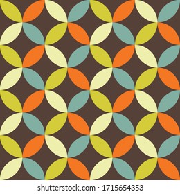 Abstract Retro Vector Pattern. Vividly Colored Funky Repeating Pattern In 70s Style. Perfect For Wallpapers, Backgrounds, Textile, Fabric.