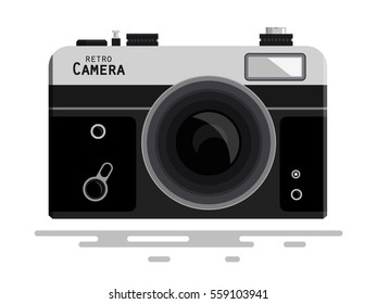 Abstract Retro Vector Photo Camera Isolated on White Background