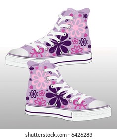 abstract retro vector sneaker shoe design with texture of flowers