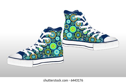 abstract retro vector sneaker shoe design with texture of grunge circles