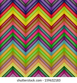 Abstract Retro Vector Striped Background, Fashion Zigzag Pattern of Multicolored Stripes