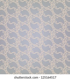 Abstract retro victorian background. Ornate seamless pattern with lightning ornament on grey background.
