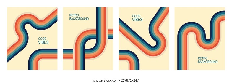 Abstract Retro Vintage 1970's Background Design. 70's Geometric Poster Stripes Stylish Retro Background Design.