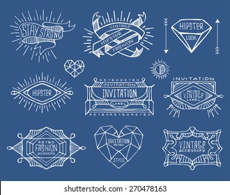Abstract  retro vintage design. Line labels, insignias, badges, frames, borders 