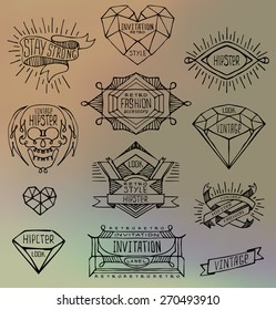 Abstract  retro vintage design. Line labels, insignias, badges, frames, borders 