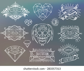 Abstract  retro vintage design. Line labels, insignias, badges, frames, borders 