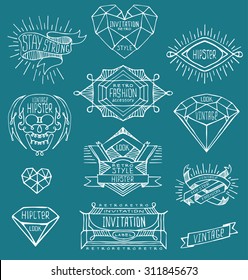 Abstract  retro vintage design. Line labels, insignias, badges, frames, borders 