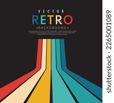 Abstract retro vintage stripes background. 1970s color line wallpaper. 70s-style concept. Vector illustration for design.