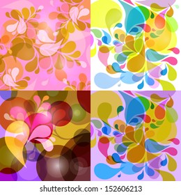 Abstract Retro, Vintage Vector Background With Colorful Water Drops