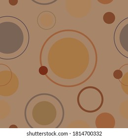 Abstract retro vintage vector seamless pattern background. Circle shapes with various size, colors and thickness. Eps10 illustration.
