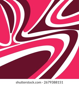 Fondo de onda retro Abstractas en rosa y marrón, líneas geométricas curvas, patrón de Vector moderno