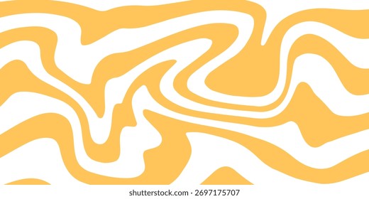 Abstract retro wavy background with yellow lines. Vector illustration