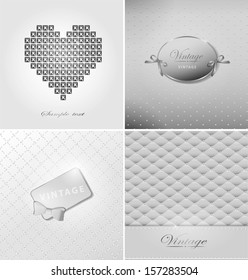 Abstract retro white gray background with dots and retro label and bow for design. Design template, card can be used banners, invitation, congratulation or website layout vector