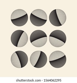 abstract retro wired spheres sequence in black ivory shades