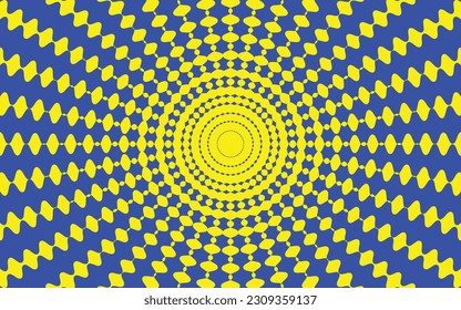 Abstract retro yellow element on a blue background, vector art illustration