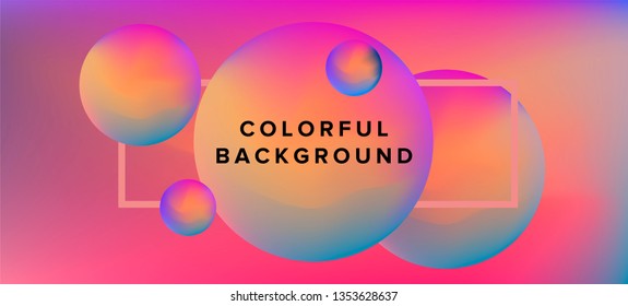 Abstract retrofuturistic background with 3d spheres. Cosmic landscape, nebula and planets. Futuristic print for t-shirt, notebook, poster.