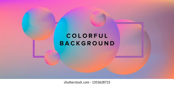 Abstract retrofuturistic background with 3d spheres. Cosmic landscape, nebula and planets. Futuristic print for t-shirt, notebook, poster.