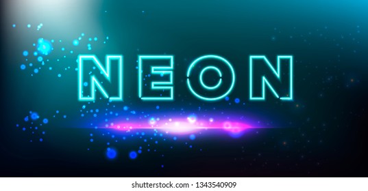 Abstract retrowave/ synthwave neon vector background with sparkles and highlight. 