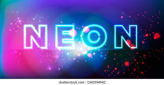 Abstract retrowave/ synthwave neon vector background with sparkles and highlight. 