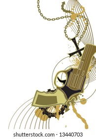 Abstract revolver design, vertical, colored