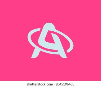 Abstract revolving letter A logo design template. Creative initials, planet, orbit vector sign symbol mark logotype