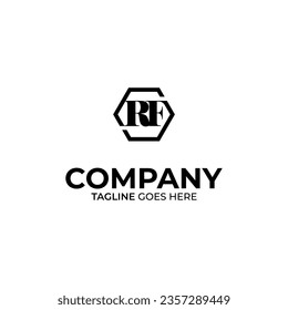 Abstract RF letter simple style logo design vector template