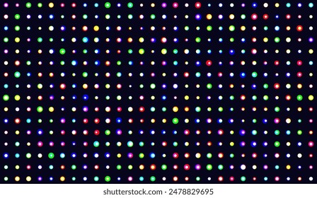 Abstract RGB Screen Dots Pattern. Analog Display Television. RGB Pixel Lights. Red Green Blue LED Panel. Vector Illustration.