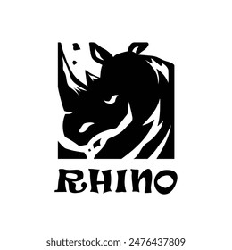 abstract rhino head square shape symbol vector illustration
