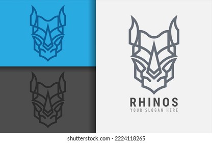 Abstract Rhino Logo Design with Minimalist Lines Concept. Vector Logo Illustration.