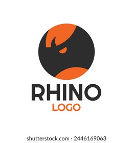 Abstract Rhino Logo Design Template, circle rhino head modern logo.