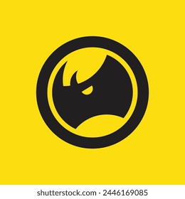 Abstract Rhino Logo Design Template, circle rhino head modern logo.