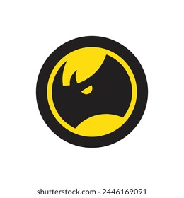 Abstract Rhino Logo Design Template, circle rhino head modern logo.