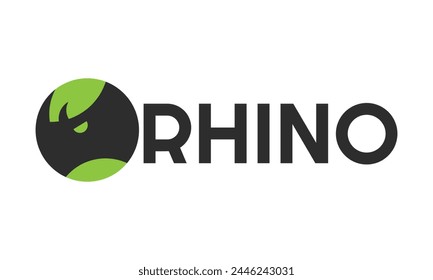 Abstract Rhino Logo Design Template, circle rhino head modern logo.