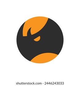 Abstract Rhino Logo Design Template, circle rhino head modern logo.