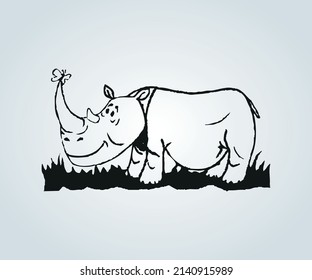 Abstract Rhino with shading techniques for illustration