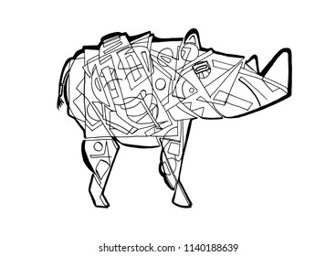 Abstract rhinoceros coloring page