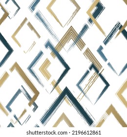 Abstract rhomb seamless pattern. Repeating gold grunge backdrop. Random rhombus. Background golden printed. Geometric texture. Repeated printing. Repeat patern for design prints. Vector illustration