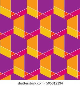 Abstract rhombus colorful geometric yellow, orange and pink seamless pattern background