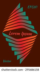 Abstract rhombus decorative red-teal gradient text frame on dark red background
