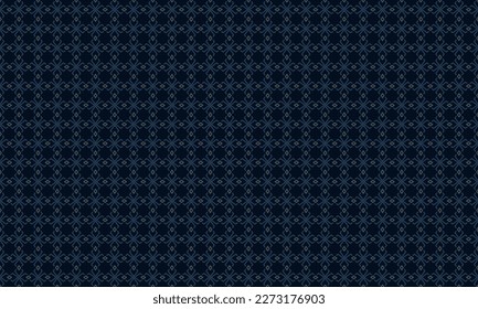 Resumen del patrón de flor rhombus sin fisuras. Un elemento gris claro y azul sobre fondo azul oscuro. Para las mujeres de tela masculina vestir tela de seda de tela de tela textil de tela impresión