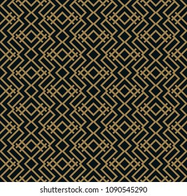 Abstract rhombus geometric pattern with lines. seamless pattern vector with gold color.