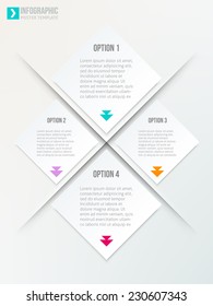 Abstract rhombus geometric vector brochure template with arrows. Flyer layout. Flat style. Infographic elements.