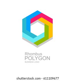 Abstract rhombus geometric vector brochure template with arrows. Flyer layout. Flat style. Infographic elements.