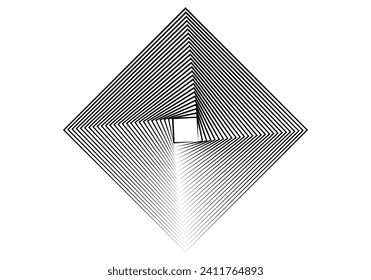 Abstract rhombus icon with various black lines.